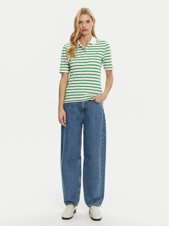 Tommy Hilfiger Tommy Hilfiger Тениска с яка и копчета 1985 WW0WW43224 Зелен Regular Fit