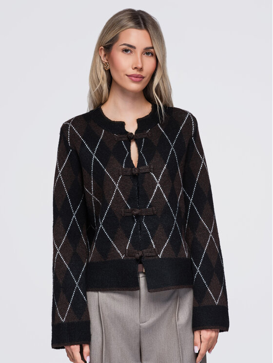 Ombre Ombre Kardigan OW-SW-E0035 Czarny Regular Fit