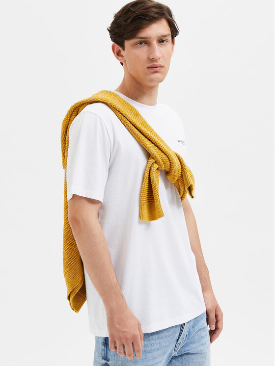 Selected Homme Selected Homme Marškinėliai Aspen 16087858 Balta Regular Fit