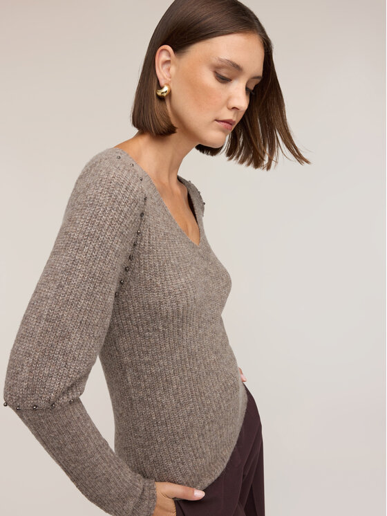 Motivi Motivi Sweter M450W004163N022 Kremowy Regular Fit
