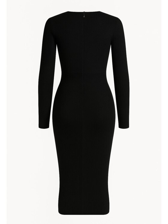 Nudyess Nudyess Úpletové šaty Victoria z prążka Čierna Fitted Fit