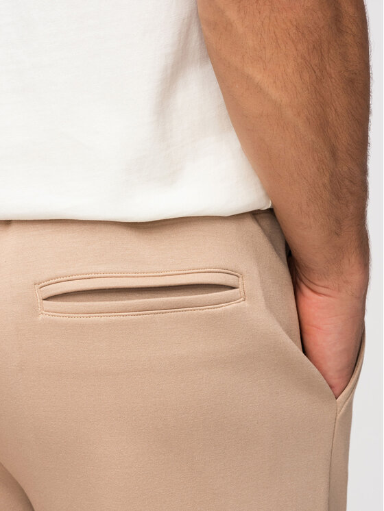 Ombre Ombre Szorty materiałowe OM-SRBC-0153 Beżowy Regular Fit