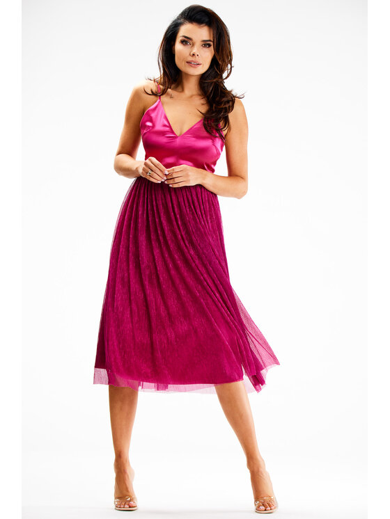 Awama Awama Večerní šaty A624 Fialová Basic Fit