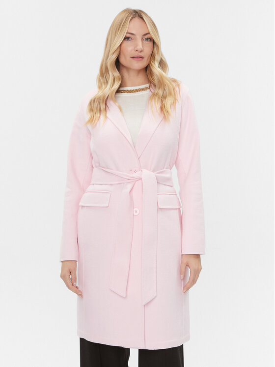 TWINSET TWINSET Płaszcz wełniany 232TP2010 Różowy Regular Fit