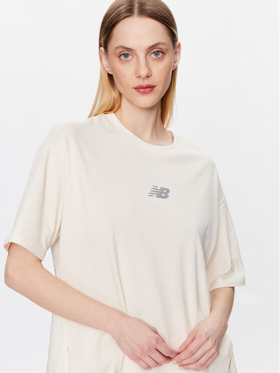 New Balance New Balance T-Shirt WT31511 Beżowy Oversize
