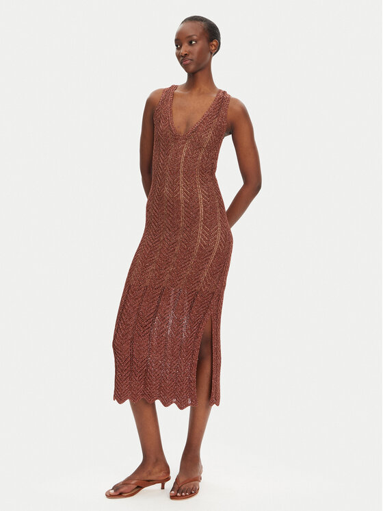 TWINSET TWINSET Rochie tricotată 251TT319A Maro Slim Fit
