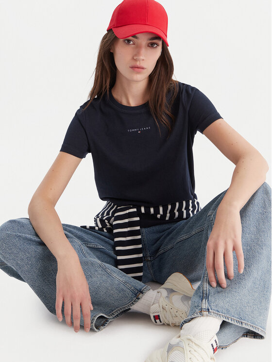 Tommy Jeans Tommy Jeans T-Shirt Linear DW0DW21964 Tmavomodrá Regular Fit