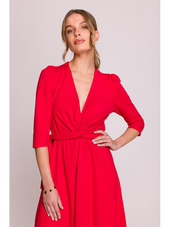 Stylove Stylove Večerní šaty S404 Červená Premium Fit