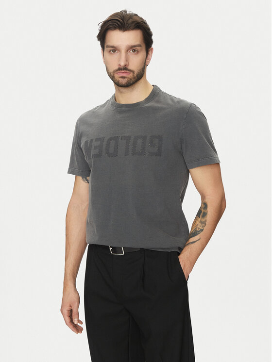 Golden Goose｜ (GMP01220 P000671 60318) Men's anthracite gray T-shirt with distressed treatment