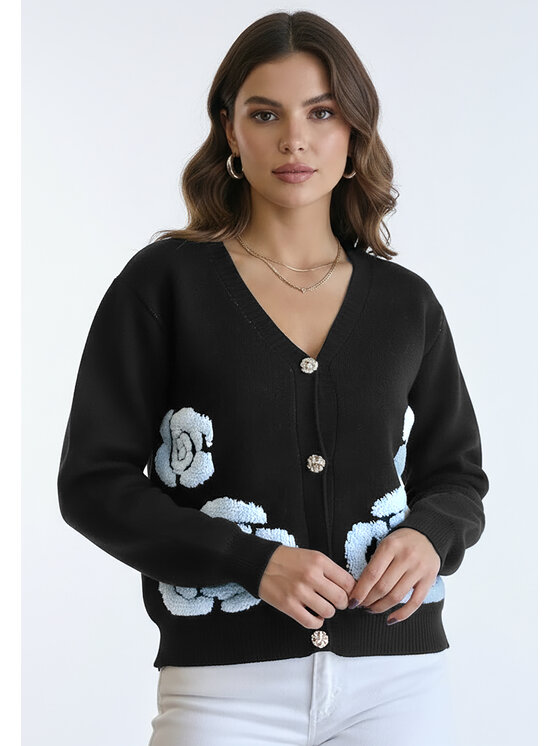 FIGL FIGL Kardigán M1275 Čierna Regular Fit