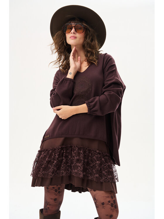 blue shadow blue shadow Sweter Tol Brązowy Regular Fit
