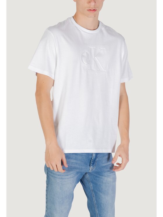 Calvin Klein Jeans Calvin Klein Jeans T-shirt SS 20s CK DEBOSS MON Bianco Casual Fit