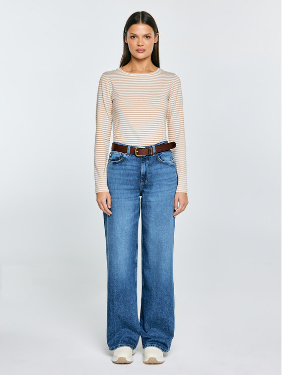 BIG STAR BIG STAR Longsleeve VENSA Kremowy Basic Fit