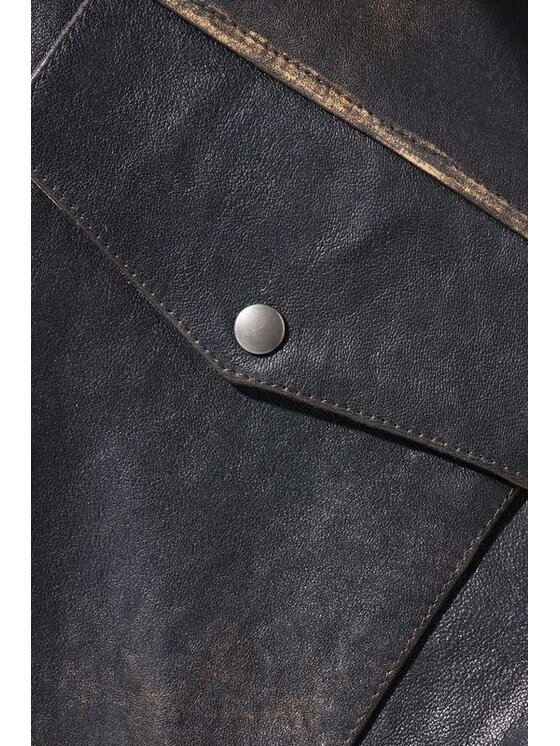 La Mania La Mania Giacca di pelle TROY Marrone Classic Fit