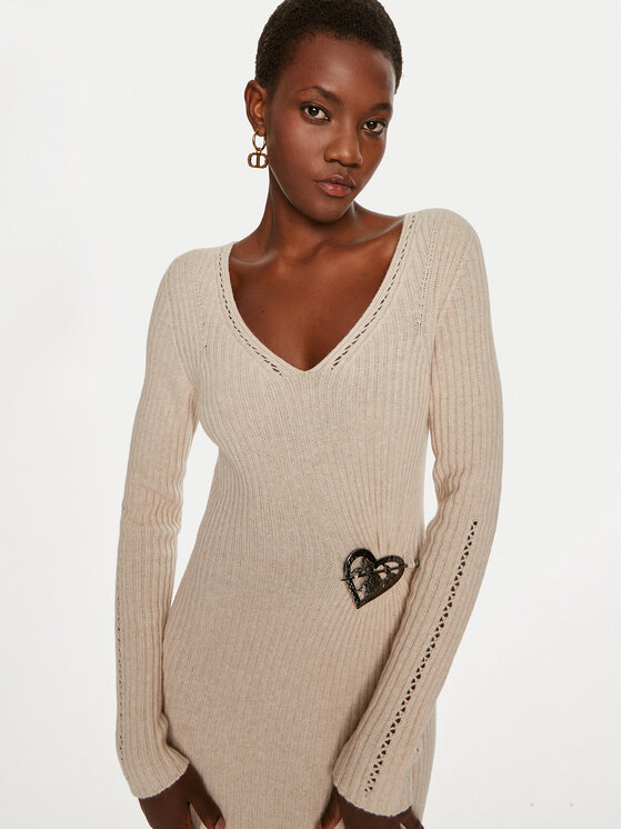 TWINSET TWINSET Rochie tricotată 242TP3440 Bej Slim Fit