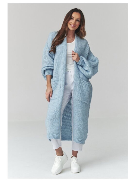 Makadamia Makadamia Sweter S172 Niebieski Loose Fit