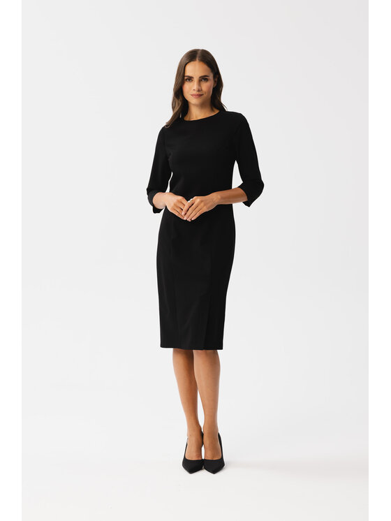 Stylove Stylove Koktejlové šaty S350 Černá Modern Fit
