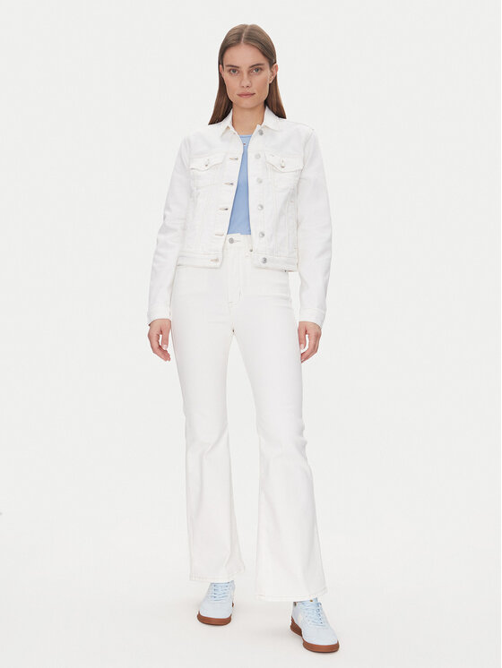 Tommy Jeans Tommy Jeans Farmer kabát Classic Trucker Jacket Bi8194 DW0DW20121 Fehér Regular Fit