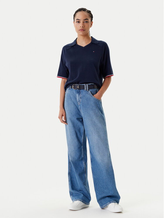 Tommy Hilfiger Tommy Hilfiger Тениска с яка и копчета WW0WW45694 Тъмносин Regular Fit
