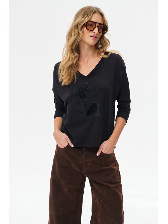 blue shadow blue shadow Bluzka Kuri Czarny Regular Fit