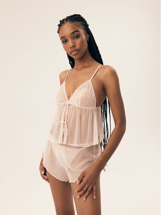 Esotiq Esotiq Piżama 42533 Kremowy Regular Fit