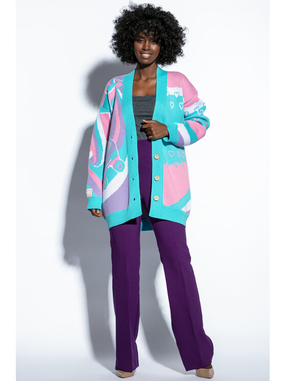 Fobya Fobya Kardigan F1835 Niebieski Comfort Fit