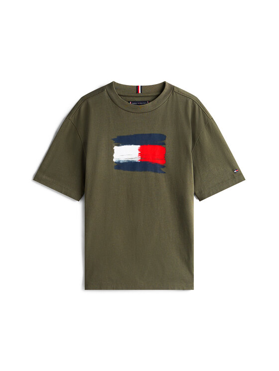 Tommy Hilfiger Tommy Hilfiger Marškinėliai Flag Archive KB0KB10111 Žalia Regular Fit