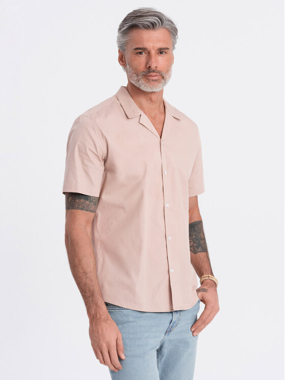 Ombre Ombre Košile OM-SHSS-0168 Béžová Regular Fit