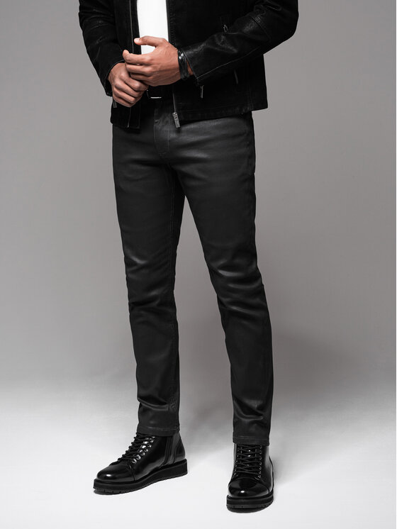 Ombre Ombre Jeansy OM-PADP-0149 Czarny Slim Fit