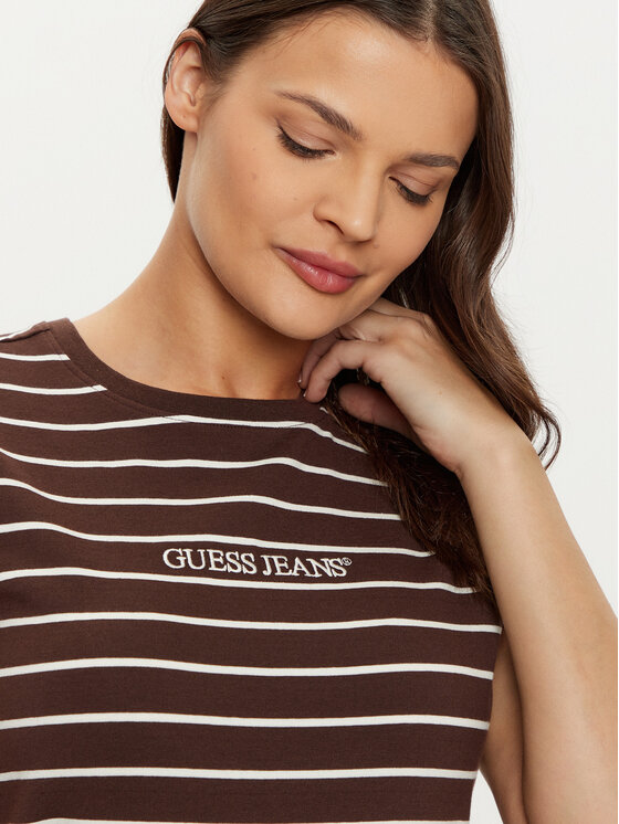 Guess Jeans Guess Jeans T-shirt W4BI53 KCIE1 Smeđa Regular Fit