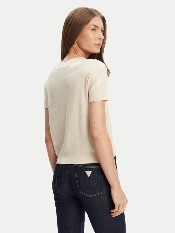 Guess Guess Pulover W5YR21 Z3E70 Écru Regular Fit