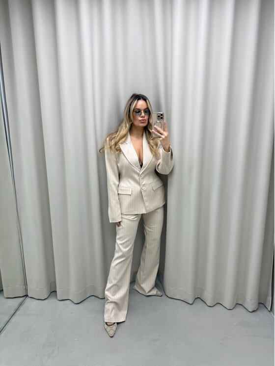 Magda Matyja Magda Matyja Marynarka Francesca Blazer Petite XS/S Beżowy Slim Fit