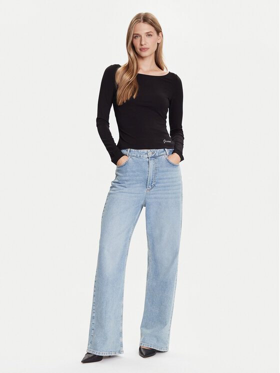 Guess Guess Блузка W5BP46 KCYV2 Чорний Slim Fit