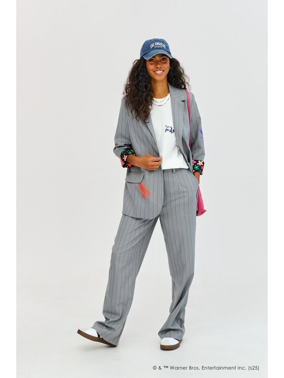 NAOKO NAOKO Kalhoty z materiálu Manhattan Style Šedá Regular Fit