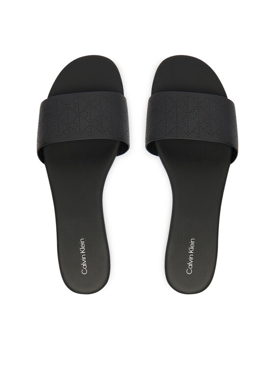 Calvin Klein Calvin Klein Şlapi Org Flat Sndl One Bar Lth Aop HW0HW02857 Negru