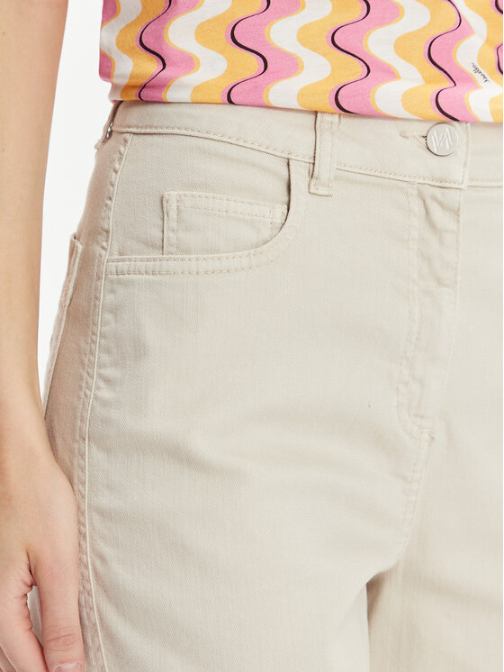 Marella Marella Kalhoty z materiálu Gallo 2413131015 Écru Regular Fit