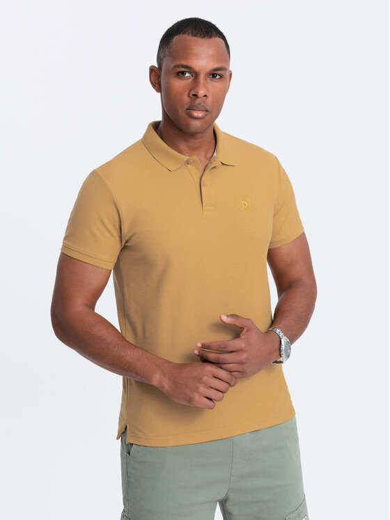 Ombre Ombre Polokošile OM-POBS-0100 Zlatá Regular Fit