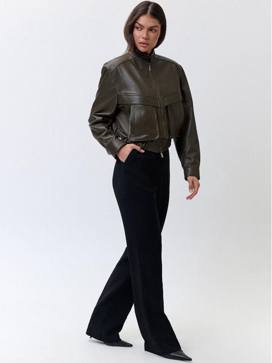 FAN LEATHER FAN LEATHER Kurtka skórzana JTLW844-55 Khaki Loose Fit