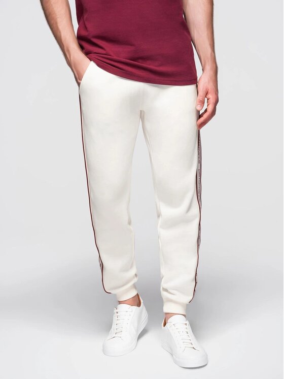 Ombre Ombre Spodnie dresowe OM-PASK-0284 Écru Regular Fit