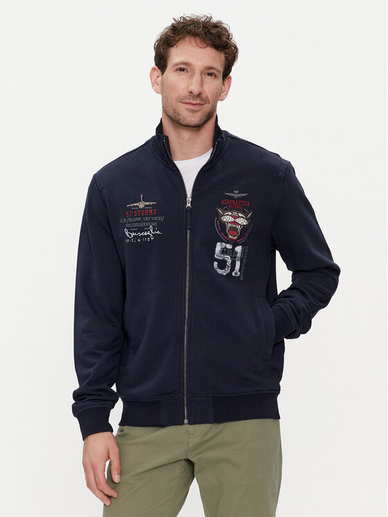 Aeronautica Militare Felpa 241FE1881F501 Blu scuro Regular Fit, taglia : L