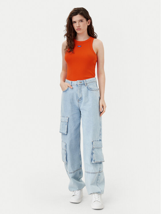 HUGO HUGO Marškinėliai Easy 50508857 Oranžinė Slim Fit