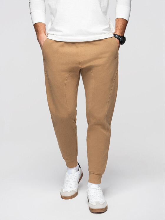 Ombre Ombre Spodnie dresowe OM-PABS-0305 Brązowy Regular Fit