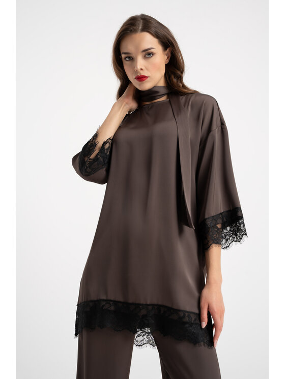 CLICK CLICK Tunika 10-6178 Brązowy Oversize