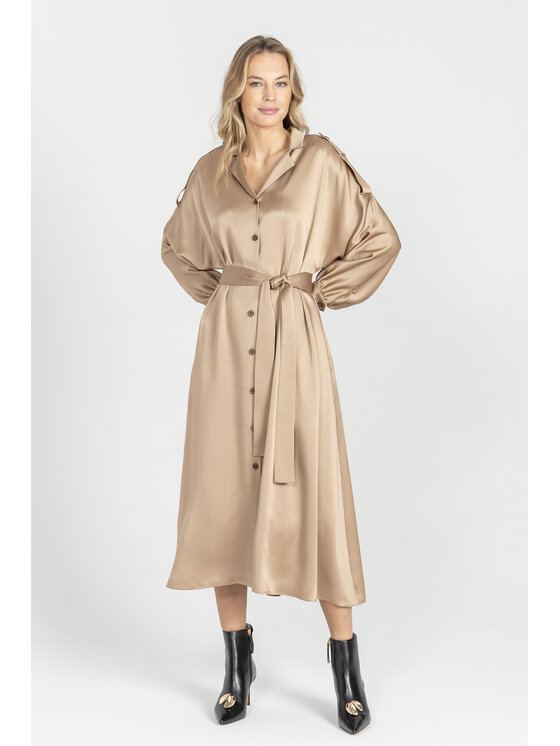 Deni Cler Milano Deni Cler Milano Sukienka elegancka W-DC-3261-E5-B1-13-1 Złoty Loose Fit