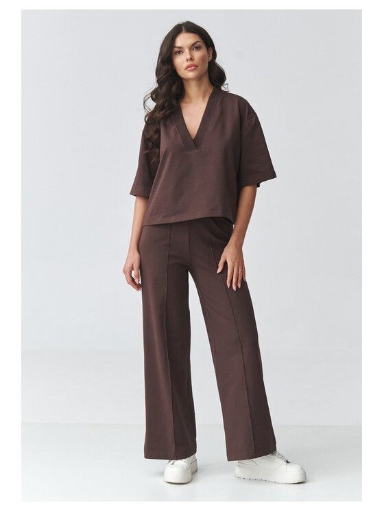 Makadamia Makadamia Dres M921 Brązowy Loose Fit