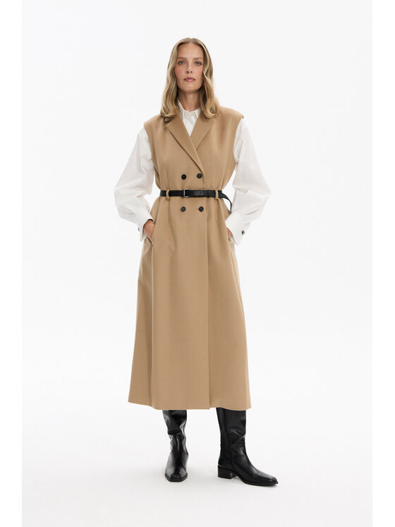 Deni Cler Milano Deni Cler Milano Kamizelka T-DC-4055-F5-90-18-1 Beżowy Regular Fit