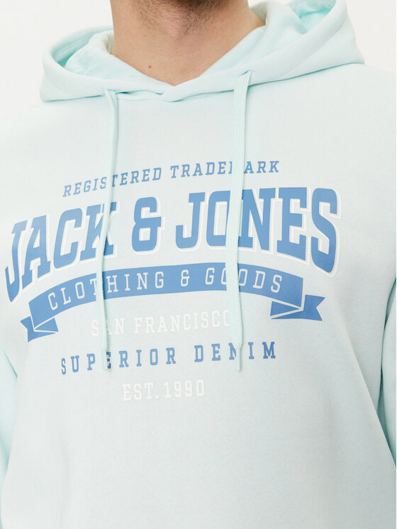 Jack&Jones Jack&Jones Džemperis ar kapuci Logo 12233597 Gaiši zils Standard Fit