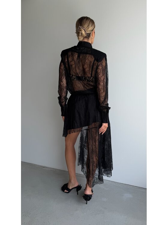 Magda Matyja Magda Matyja Spódnica midi INES SKIRT BLACK Czarny Regular Fit