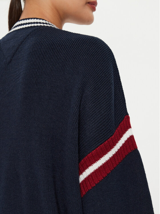 Tommy Jeans Tommy Jeans Pulover Letterman DW0DW18519 Mornarsko modra Oversize