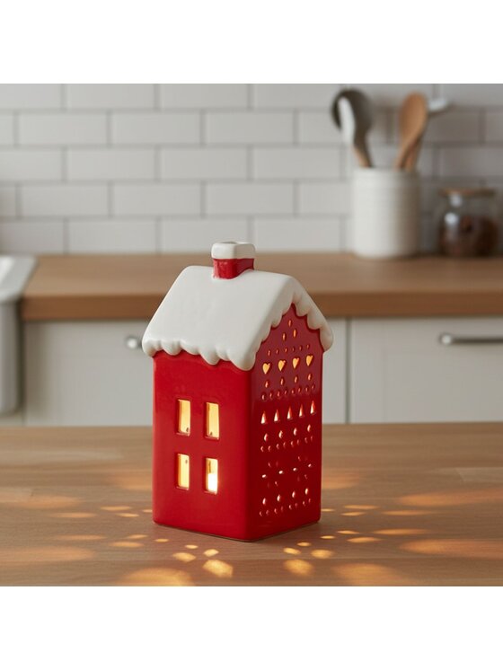MIAhome MIAhome Figurka ceramiczny domek LED MARGITA Czerwony